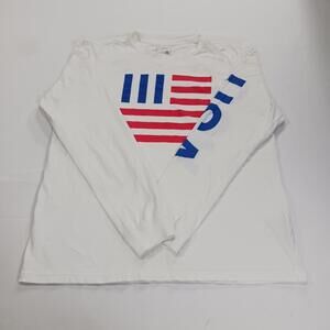 The North Face T-Shirt Men's Large White USA Flag Long Sleeve Crew Neck Cotton